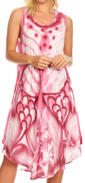 Sakkas Kora Women's Casual Sleeveless Swing Midi Summer Dress Tank Dress Cover-up#color_Burgundy