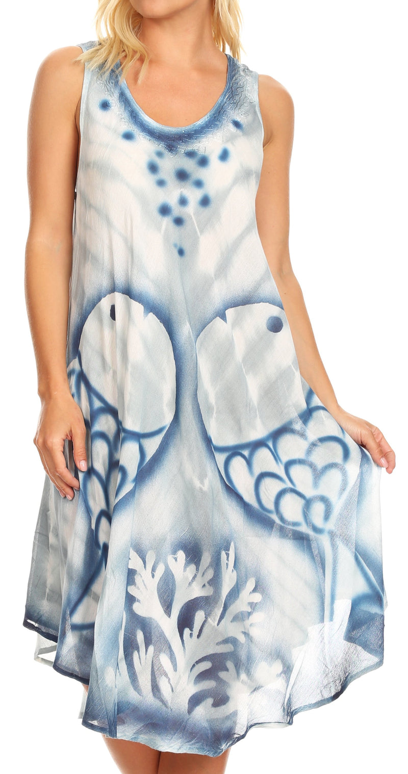 Sakkas Kora Women's Casual Sleeveless Swing Midi Summer Dress Tank Dress Cover-up