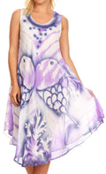 Sakkas Kora Women's Casual Sleeveless Swing Midi Summer Dress Tank Dress Cover-up#color_Purple