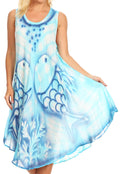Sakkas Kora Women's Casual Sleeveless Swing Midi Summer Dress Tank Dress Cover-up#color_Turquoise