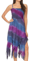 Sakkas Lecia Women's Spaghetti Strap Sleeveless Handkerchief Casual Boho Dress #color_PurpleGrey