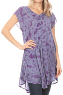 Sakkas Xoana Women's Casual Cap Sleeve V-neck Flare Loose Boho Swing Short Dress