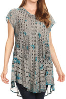Sakkas Gilda Women's Summer Casual Short/ Long Sleeve Swing Dress Tunic Cover-up