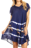 Sakkas Gilda Women's Summer Casual Short/ Long Sleeve Swing Dress Tunic Cover-up