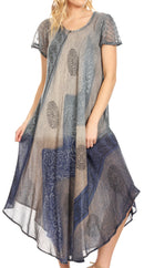 Sakkas Jonna Women's Short Sleeve Maxi Tie Dye Batik Long Casual Dress