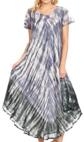 Sakkas Jonna Women's Short Sleeve Maxi Tie Dye Batik Long Casual Dress#color_19241-MidnightBlue