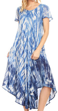 Sakkas Jonna Women's Short Sleeve Maxi Tie Dye Batik Long Casual Dress#color_19241-RoyalBlue
