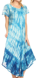 Sakkas Jonna Women's Short Sleeve Maxi Tie Dye Batik Long Casual Dress