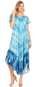 Sakkas Jonna Women's Short Sleeve Maxi Tie Dye Batik Long Casual Dress