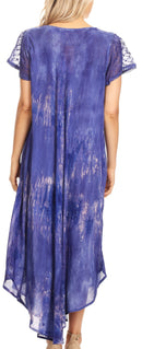 Sakkas Jonna Women's Short Sleeve Maxi Tie Dye Batik Long Casual Dress