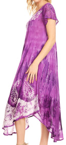 Sakkas Jonna Women's Short Sleeve Maxi Tie Dye Batik Long Casual Dress