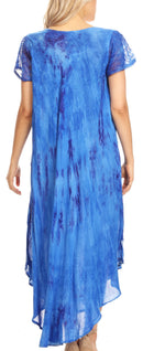 Sakkas Jonna Women's Short Sleeve Maxi Tie Dye Batik Long Casual Dress