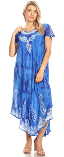 Sakkas Jonna Women's Short Sleeve Maxi Tie Dye Batik Long Casual Dress