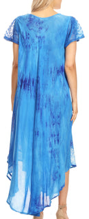 Sakkas Jonna Women's Short Sleeve Maxi Tie Dye Batik Long Casual Dress