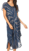 Sakkas Jonna Women's Short Sleeve Maxi Tie Dye Batik Long Casual Dress#color_19338-Teal