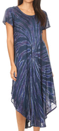 Sakkas Jonna Women's Short Sleeve Maxi Tie Dye Batik Long Casual Dress#color_19338-TealBlue