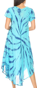 Sakkas Jonna Women's Short Sleeve Maxi Tie Dye Batik Long Casual Dress