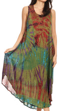 Sakkas Neja Women's Casual Maxi Summer Sleeveless Loose Fit Tie Dye Tank Dress #color_17009-C2 