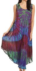 Sakkas Neja Women's Casual Maxi Summer Sleeveless Loose Fit Tie Dye Tank Dress #color_17009-C3 