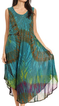 Sakkas Neja Women's Casual Maxi Summer Sleeveless Loose Fit Tie Dye Tank Dress #color_17009-C4