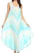 Sakkas Neja Women's Casual Maxi Summer Sleeveless Loose Fit Tie Dye Tank Dress #color_19289-Mint