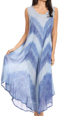 Sakkas Neja Women's Casual Maxi Summer Sleeveless Loose Fit Tie Dye Tank Dress #color_19289-RoyalBlue