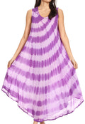 Sakkas Neja Women's Casual Maxi Summer Sleeveless Loose Fit Tie Dye Tank Dress #color_Purple