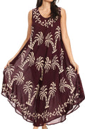 Sakkas Irene Women's Casual Tie-dye Maxi Summer Sleeveless Loose Fit Tank Dress #color_19250-Burgundy