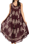Sakkas Irene Women's Casual Tie-dye Maxi Summer Sleeveless Loose Fit Tank Dress #color_19250-Burgundy 