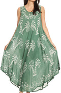 Sakkas Irene Women's Casual Tie-dye Maxi Summer Sleeveless Loose Fit Tank Dress #color_19250-Green 