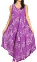 Sakkas Irene Women's Casual Tie-dye Maxi Summer Sleeveless Loose Fit Tank Dress #color_19250-Purple 