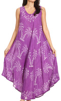 Sakkas Irene Women's Casual Tie-dye Maxi Summer Sleeveless Loose Fit Tank Dress #color_19250-Purple