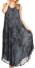 Sakkas Irene Women's Casual Tie-dye Maxi Summer Sleeveless Loose Fit Tank Dress #color_19252-Navy 