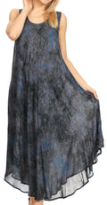 Sakkas Irene Women's Casual Tie-dye Maxi Summer Sleeveless Loose Fit Tank Dress #color_19252-Navy