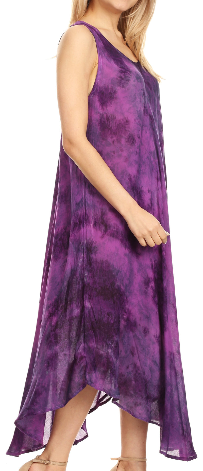 Sakkas Irene Women's Casual Tie-dye Maxi Summer Sleeveless Loose Fit Tank Dress