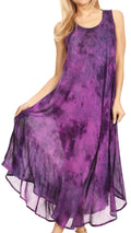Sakkas Irene Women's Casual Tie-dye Maxi Summer Sleeveless Loose Fit Tank Dress #color_19252-Purple 