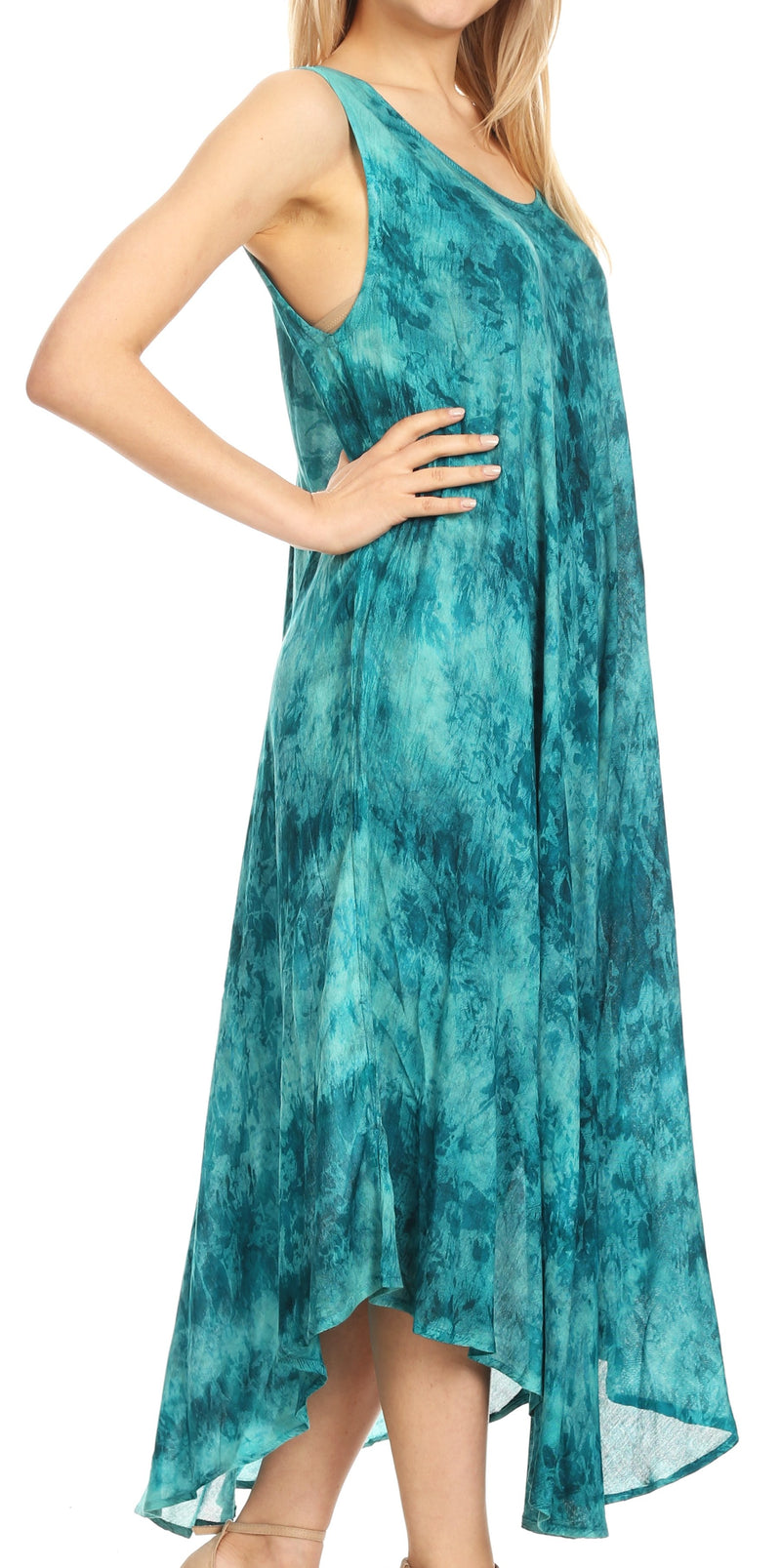 Sakkas Irene Women's Casual Tie-dye Maxi Summer Sleeveless Loose Fit Tank Dress