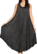 Sakkas Irene Women's Casual Tie-dye Maxi Summer Sleeveless Loose Fit Tank Dress #color_19255-Black 