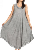 Sakkas Irene Women's Casual Tie-dye Maxi Summer Sleeveless Loose Fit Tank Dress #color_19255-Grey