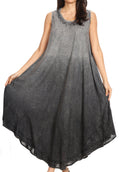 Sakkas Irene Women's Casual Tie-dye Maxi Summer Sleeveless Loose Fit Tank Dress #color_Black 