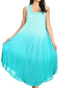 Sakkas Irene Women's Casual Tie-dye Maxi Summer Sleeveless Loose Fit Tank Dress #color_Mint 