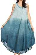 Sakkas Irene Women's Casual Tie-dye Maxi Summer Sleeveless Loose Fit Tank Dress #color_Navy 