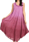 Sakkas Irene Women's Casual Tie-dye Maxi Summer Sleeveless Loose Fit Tank Dress #color_Purple 