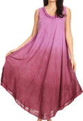 Sakkas Irene Women's Casual Tie-dye Maxi Summer Sleeveless Loose Fit Tank Dress #color_Purple