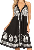 Sakkas Mari Women's Casual Beach Summer Sleeveless Sundress Adjustable Strap Dress#color_1921-Black