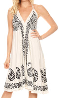 Sakkas Mari Women's Casual Beach Summer Sleeveless Sundress Adjustable Strap Dress#color_1921-White
