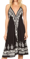 Sakkas Mari Women's Casual Beach Summer Sleeveless Sundress Adjustable Strap Dress#color_1922-Black