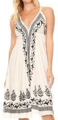 Sakkas Mari Women's Casual Beach Summer Sleeveless Sundress Adjustable Strap Dress#color_1922-White