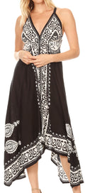 Sakkas Mari Women's Casual Beach Summer Sleeveless Sundress Adjustable Strap Dress#color_1924-Black