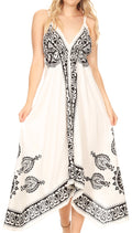 Sakkas Mari Women's Casual Beach Summer Sleeveless Sundress Adjustable Strap Dress#color_1924-White